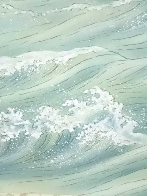 道具 ] - 道具 三嶋芳雨筆 旭日波 肉筆絹本掛軸（共箱） | ネット